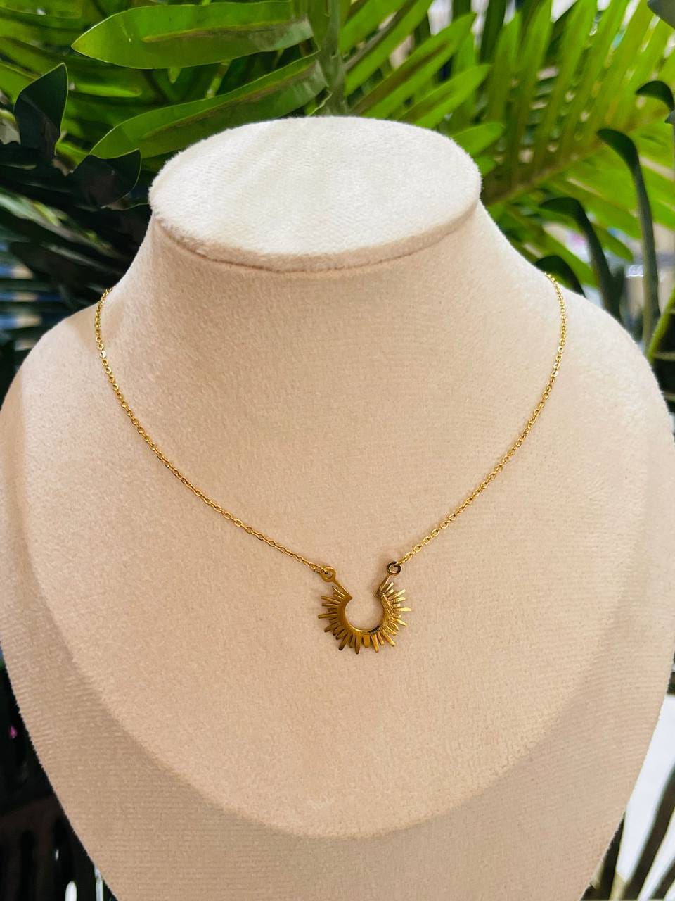 Radiant Half-Sunburst Gold Necklace