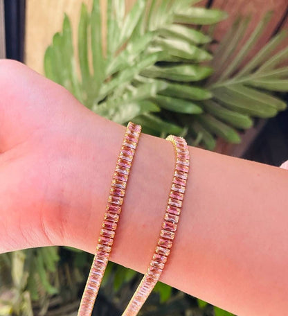 Luxe Baguette-Cut Tennis Bracelet | White, Rose & Multi-Color