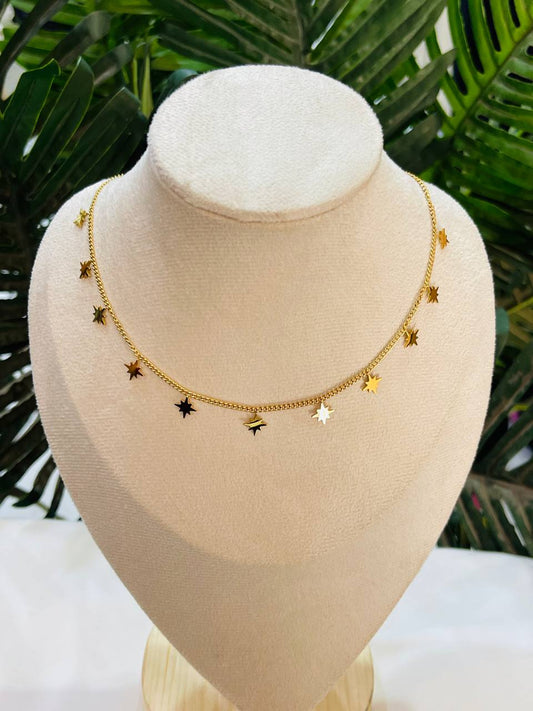 Dainty Gold-Tone Starlight Drop Necklace