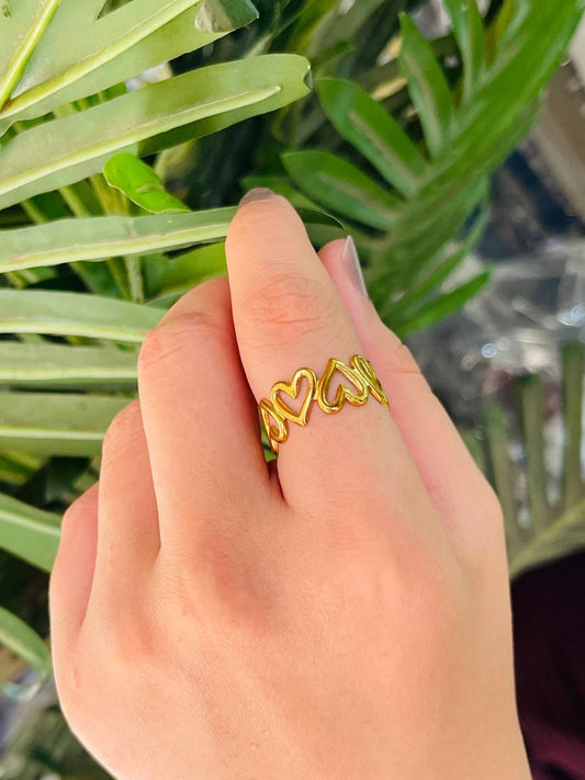 Dainty Linked Hearts Band Ring