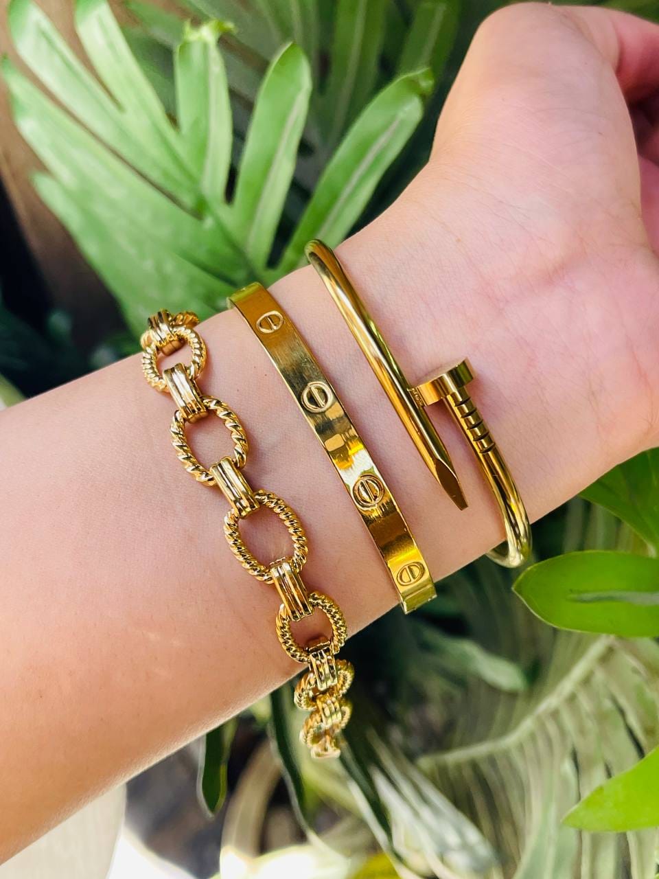 Trio Gold Bracelet Combination Stack
