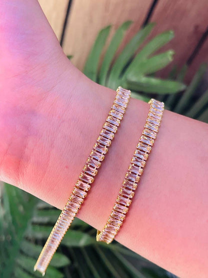 Luxe Baguette-Cut Tennis Bracelet | White, Rose & Multi-Color